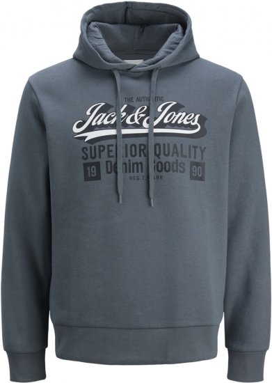Jack & Jones 2 COL LOGO Hoodie Grey - φούτερ/Φούτερ με κουκούλα - φούτερ/Φούτερ με κουκούλα ανδρικά μεγάλα μεγέθη 