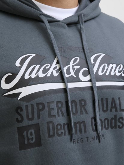 Jack & Jones 2 COL LOGO Hoodie Grey - φούτερ/Φούτερ με κουκούλα - φούτερ/Φούτερ με κουκούλα ανδρικά μεγάλα μεγέθη 