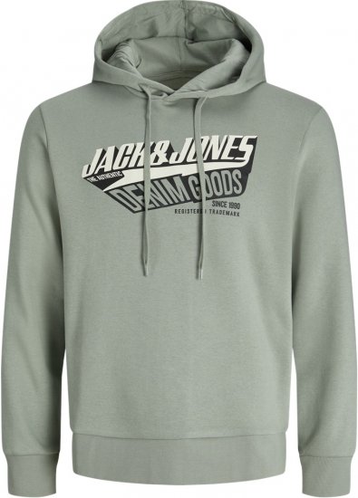 Jack & Jones 2 COL LOGO Hoodie Iceberg Green - φούτερ/Φούτερ με κουκούλα - φούτερ/Φούτερ με κουκούλα ανδρικά μεγάλα μεγέθη 