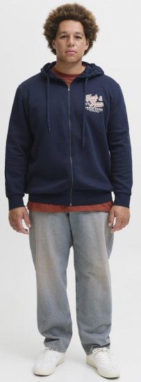 Jack & Jones Logo 2 COL Hoodie with Zipper Blue - φούτερ/Φούτερ με κουκούλα - φούτερ/Φούτερ με κουκούλα ανδρικά μεγάλα μεγέθη 