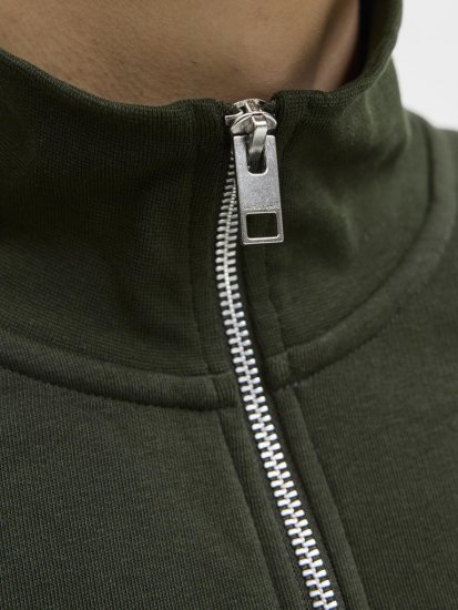 Jack & Jones Soho Sweatshirt with Zipper Green - φούτερ/Φούτερ με κουκούλα - φούτερ/Φούτερ με κουκούλα ανδρικά μεγάλα μεγέθη 