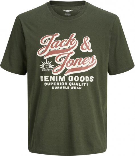Jack & Jones Logo 2COL T-Shirt Green - Μακό μπλουζάκια - Aνδρικά μπλουζεσ μεγάλα μεγέθη