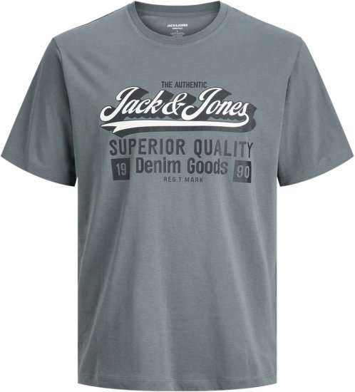 Jack & Jones Logo 2COL T-shirt Grey - Μακό μπλουζάκια - Aνδρικά μπλουζεσ μεγάλα μεγέθη