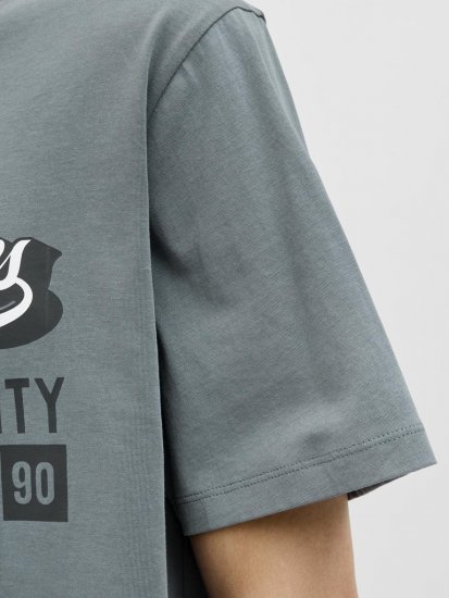 Jack & Jones Logo 2COL T-shirt Grey - Μακό μπλουζάκια - Aνδρικά μπλουζεσ μεγάλα μεγέθη
