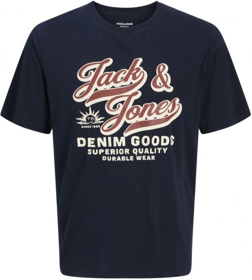 Jack & Jones Logo 2COL T-Shirt Blue - Μακό μπλουζάκια - Aνδρικά μπλουζεσ μεγάλα μεγέθη
