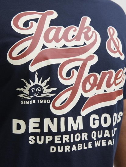 Jack & Jones Logo 2COL T-Shirt Blue - Μακό μπλουζάκια - Aνδρικά μπλουζεσ μεγάλα μεγέθη