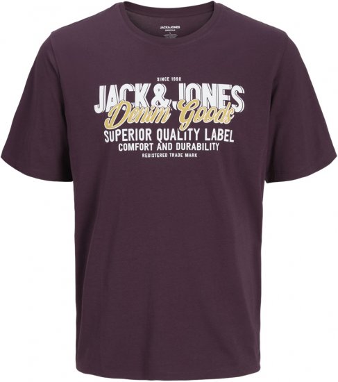 Jack & Jones Logo 2COL T-shirt Purple - Μακό μπλουζάκια - Aνδρικά μπλουζεσ μεγάλα μεγέθη