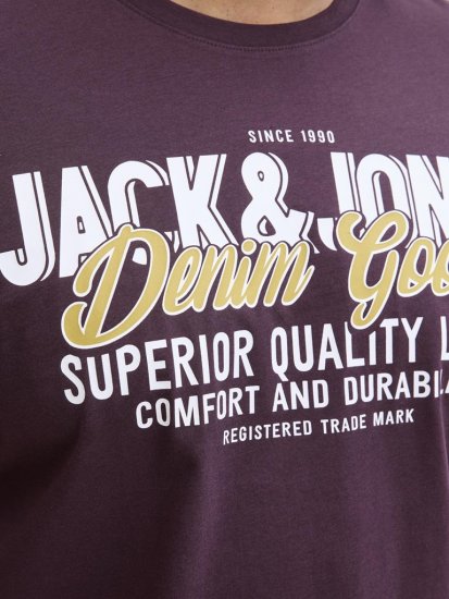 Jack & Jones Logo 2COL T-shirt Purple - Μακό μπλουζάκια - Aνδρικά μπλουζεσ μεγάλα μεγέθη