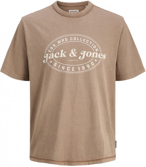 Jack & Jones Dover T-shirt Short Sleeve Brown - Μακό μπλουζάκια - Aνδρικά μπλουζεσ μεγάλα μεγέθη