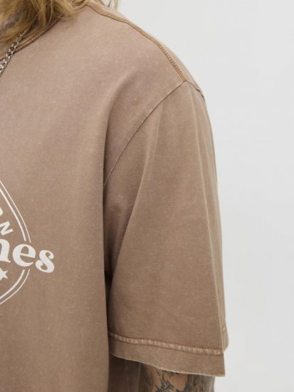 Jack & Jones Dover T-shirt Short Sleeve Brown - Μακό μπλουζάκια - Aνδρικά μπλουζεσ μεγάλα μεγέθη