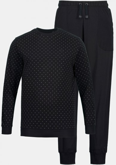 JP1880 Two-piece Pyjamas Long Sleeve and Long Trousers Black - Εσώρουχα/Μαγιό - Aνδρικά Εσώρουχα μεγάλα μεγέθη