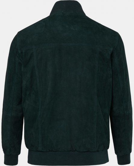 JP1880 Leather Jacket Suede with Stand-up Collar Dark Green - Μπουφάν - Aνδρικά μπουφαν μεγάλα μεγέθη