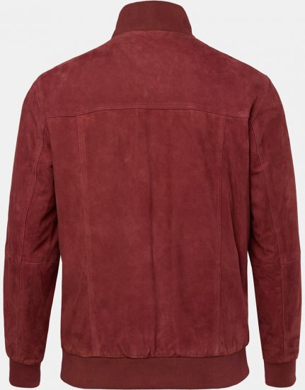 JP1880 Leather Jacket Suede with Stand-up Collar Red - Μπουφάν - Aνδρικά μπουφαν μεγάλα μεγέθη