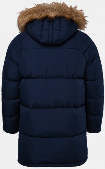 JP1880 Quilted Parka Lightweight and Warm with Faux Fur Hood Navy - Μπουφάν - Aνδρικά μπουφαν μεγάλα μεγέθη