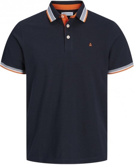 Jack & Jones Paulos Short Sleeve Polo Black Navy - Πόλο μπλουζάκια - Aνδρικά μπλουζακια πολο μεγάλα μεγέθη