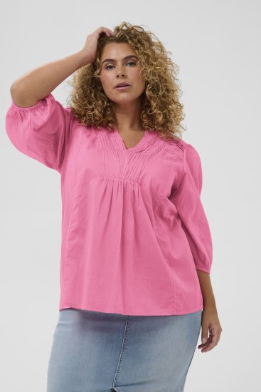 Kaffe Curve Karlia 3/4 Sleeve Blouse Pink - Πουκάμισα και τουνίκ - 