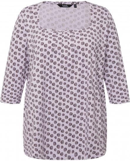 Ulla Popken Polka Dot 3/4 Sleeve Square Neck A-Line Tee Light Blue-Grey - Τυπωμένα T-shirts για γυναίκες - 
