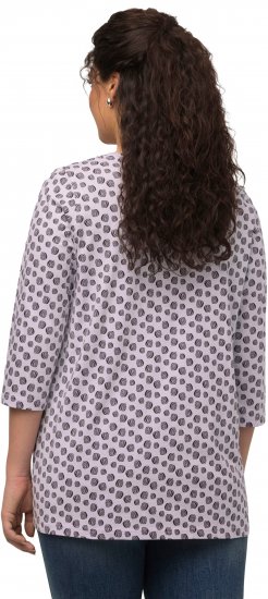 Ulla Popken Polka Dot 3/4 Sleeve Square Neck A-Line Tee Light Blue-Grey - Τυπωμένα T-shirts για γυναίκες - 