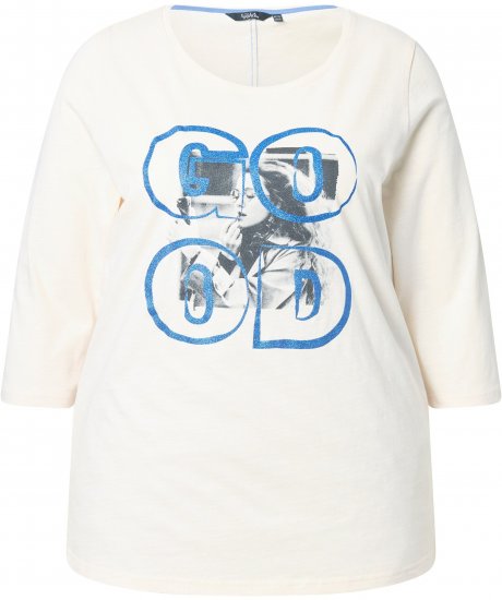 Ulla Popken Photo Graphic 3/4 Sleeve Tee Pearl White - Τυπωμένα T-shirts για γυναίκες - 