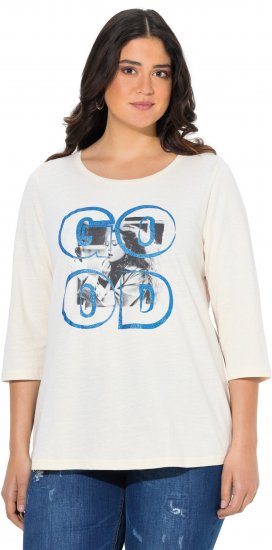 Ulla Popken Photo Graphic 3/4 Sleeve Tee Pearl White - Τυπωμένα T-shirts για γυναίκες - 
