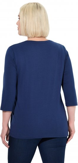 Ulla Popken Decorative Plant 3/4 Sleeve T-Shirt Ink Blue - Τυπωμένα T-shirts για γυναίκες - 