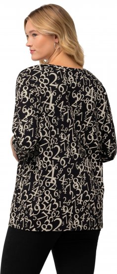 Ulla Popken Number Print 3/4 Sleeve Tee Black - Τυπωμένα T-shirts για γυναίκες - 