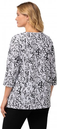 Ulla Popken Number Print 3/4 Sleeve Tee Snow White - Τυπωμένα T-shirts για γυναίκες - 
