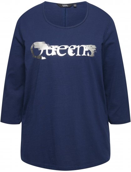 Ulla Popken Queens 3/4 Sleeve Graphic Tee Ink Blue - Τυπωμένα T-shirts για γυναίκες - 