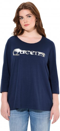 Ulla Popken Queens 3/4 Sleeve Graphic Tee Ink Blue - Τυπωμένα T-shirts για γυναίκες - 