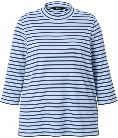 Ulla Popken Striped 3/4 Sleeve Turtleneck Tee Light Blue - Τυπωμένα T-shirts για γυναίκες - 