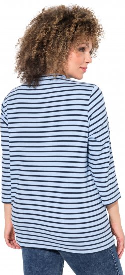 Ulla Popken Striped 3/4 Sleeve Turtleneck Tee Light Blue - Τυπωμένα T-shirts για γυναίκες - 