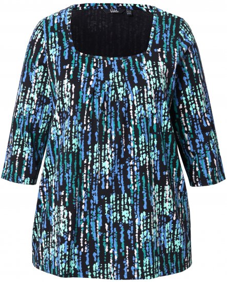 Ulla Popken Graphic Print Square Neck Tee Black - Τυπωμένα T-shirts για γυναίκες - 