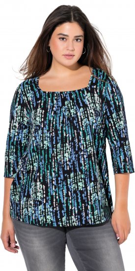Ulla Popken Graphic Print Square Neck Tee Black - Τυπωμένα T-shirts για γυναίκες - 