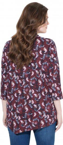 Ulla Popken Asymmetric Cowboy Boot Print Tee Dark Ruby - Τυπωμένα T-shirts για γυναίκες - 