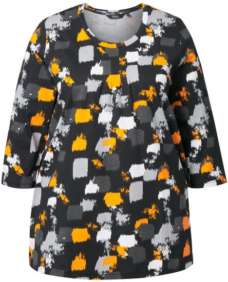 Ulla Popken Graphic Print 3/4 Sleeve Tee Black - Τυπωμένα T-shirts για γυναίκες - 