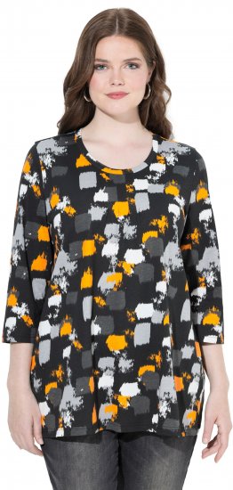 Ulla Popken Graphic Print 3/4 Sleeve Tee Black - Τυπωμένα T-shirts για γυναίκες - 
