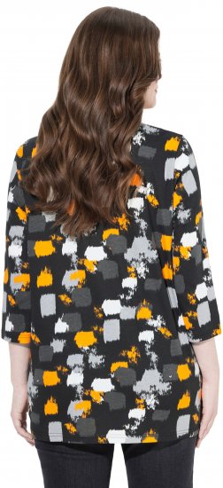 Ulla Popken Graphic Print 3/4 Sleeve Tee Black - Τυπωμένα T-shirts για γυναίκες - 