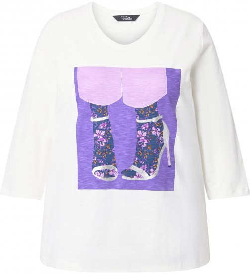 Ulla Popken Fashion Graphic T-Shirt Off-White - Τυπωμένα T-shirts για γυναίκες - 