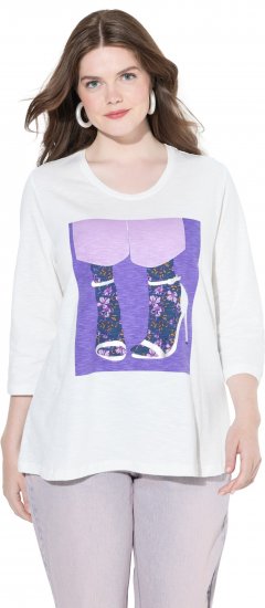 Ulla Popken Fashion Graphic T-Shirt Off-White - Τυπωμένα T-shirts για γυναίκες - 