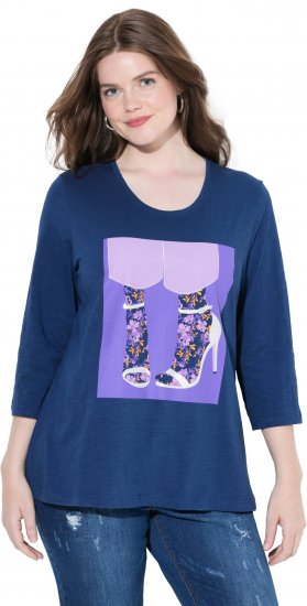 Ulla Popken Fashion Graphic T-Shirt Dark Blue - Τυπωμένα T-shirts για γυναίκες - 