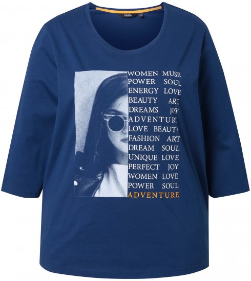 Ulla Popken Inspirational Graphic Lettering 3/4 Sleeve Tee Dark Blue - Τυπωμένα T-shirts για γυναίκες - 