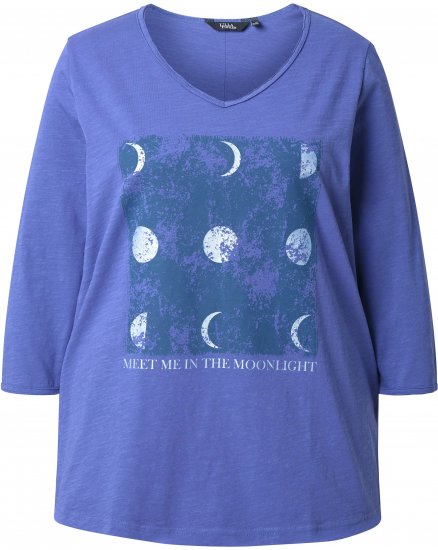 Ulla Popken Meet Me In The Moonlight 3/4 Sleeve Graphic Tee Atlantic Blue - Τυπωμένα T-shirts για γυναίκες - 