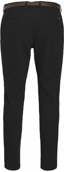 Jack & Jones Marco Adam Belted Slim Fit Chino Pants Black - Τζιν και παντελόνια - Aνδρικα τζιν παντελόνια μεγάλα μεγέθη