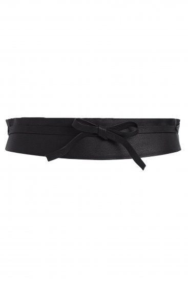 Ulla Popken Soft Leather Tie Belt Black - Γυναικείες ζώνες - 