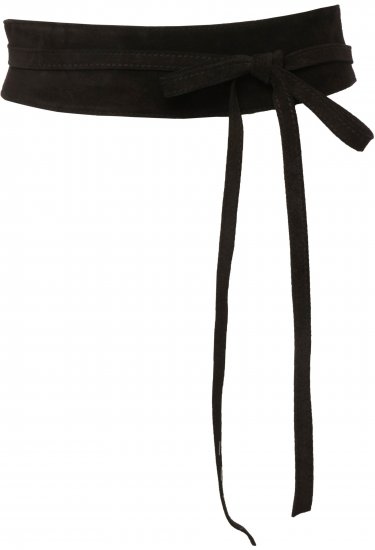 Ulla Popken Leather Tie Belt Black - Γυναικείες ζώνες - 