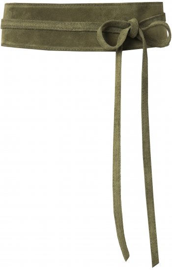 Ulla Popken Leather Tie Belt Olive Gray - Γυναικείες ζώνες - 