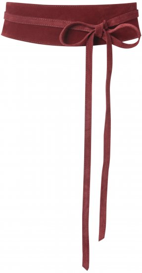 Ulla Popken Leather Tie Belt Dark Red - Γυναικείες ζώνες - 