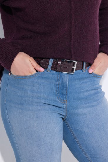 Ulla Popken Snake Embossed Belt Burgundy - Γυναικείες ζώνες - 