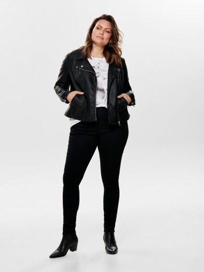 Only Carmakoma Emmy Biker Jacket Black - Δερμάτινα μπουφάν - 