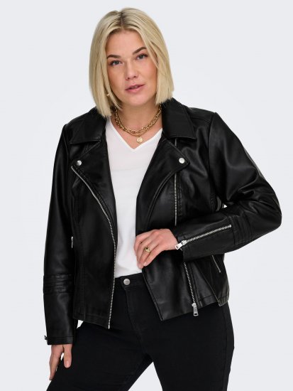 Only Carmakoma Emmy Biker Jacket Black - Δερμάτινα μπουφάν - 